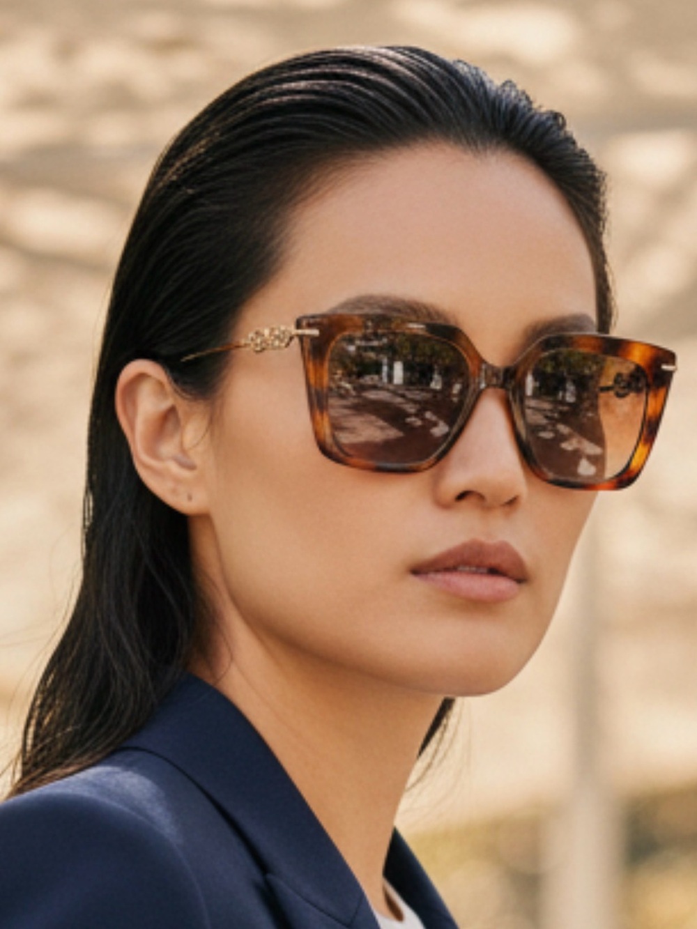 BNWT Ferragamo Tortoiseshell Sunglasses with Gold Accents